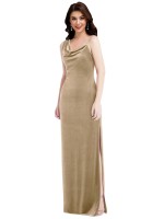 Champán Cubierta Un Hombre Terciopelo Elástico Largo Formales Vestidos de dama de honor / Vestidos de fiesta