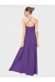 Ameixa Roxa Linha A Alças finas Chiffon Longo Vestidos de Madrinha
