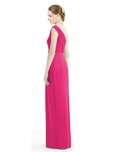 Azaléia Bainha Um Ombro Chiffon Longo Vestidos de Madrinha