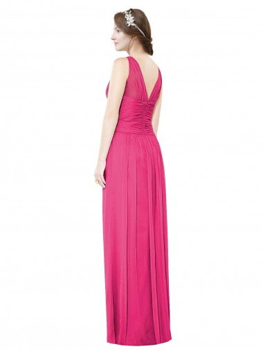 Azaléia Linha A Decote V Chiffon Longo Vestidos de Madrinha