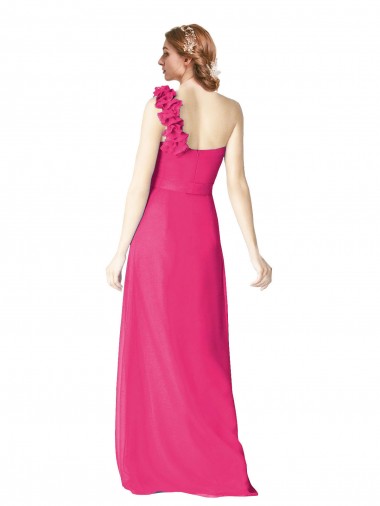 Azaléia Linha A Um Ombro Chiffon Longo Vestidos de Madrinha