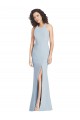 Azul Céu Claro Crepe Esticado Trombeta Criss Cruz Cabeçada Longo Vestidos de Madrinha / Vestidos de Festa