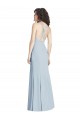 Azul Céu Claro Crepe Esticado Trombeta Criss Cruz Cabeçada Longo Vestidos de Madrinha / Vestidos de Festa