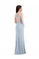 Azul Céu Claro Crepe Esticado Trombeta Criss Cruz Decote V Longo Vestidos de Madrinha / Vestidos de Festa