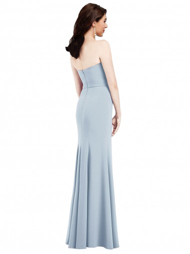 Azul Céu Claro Crepe Esticado Trombeta Sem Mangas Decote V Longo Vestidos de Madrinha / Vestidos de Festa