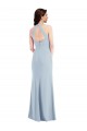 Azul Céu Claro Linha A Cabeçada Crepe Esticado Longo Formais Vestidos de Madrinha / Vestidos de Festa