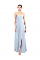 Azul Céu Claro Linha A Sem alças Chiffon Longo Vestidos de Madrinha Acessíveis