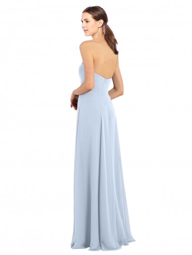 Azul Céu Claro Linha A Sem alças Chiffon Longo Vestidos de Madrinha