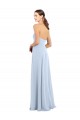 Azul Céu Claro Linha A Sem alças Chiffon Longo Vestidos de Madrinha Acessíveis