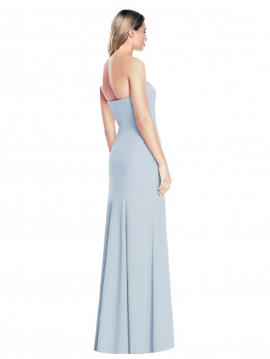 Azul Céu Claro Trombeta Amor Crepe Esticado Longo Vestidos de Madrinha / Vestidos de Festa