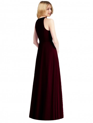 Azul Céu Claro Trombeta Cabeçada Chiffon Longo Vestidos de Madrinha