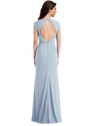Azul Céu Claro Trombeta Crepe Esticado Longo Formais Vestidos de Madrinha / Vestidos de Festa