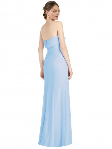 Azul Céu Claro Trombeta Sem alças Chiffon Longo Formais Vestidos de Madrinha / Vestidos de Noite