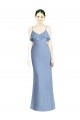 Azul Empoeirado Chiffon Linha A Sem Mangas Decote V Abrir de volta Longo Vestidos de Madrinha / Vestidos de Baile Acessíveis