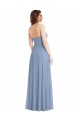 Azul Empoeirado Chiffon Linha A Sem Mangas Sem alças Longo Vestidos de Madrinha / Vestidos de Noite Acessíveis