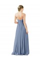 Azul Empoeirado Chiffon Sem Mangas Amor Linha A Longo Vestidos de Madrinha Acessíveis
