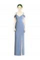 Azul Empoeirado Linha A Fora do Ombro Chiffon Longo Formais Vestidos de Madrinha / Vestidos de Noite