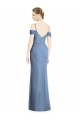 Azul Empoeirado Linha A Fora do Ombro Chiffon Longo Formais Vestidos de Madrinha / Vestidos de Noite