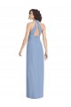 Azul Empoeirado Trombeta Cabeçada Chiffon Longo Formais Vestidos de Madrinha / Vestidos de Noite Acessíveis