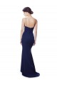 Azul Marinho Sereia Alças finas Crepe Esticado Longo Formais Vestidos de Madrinha / Vestidos de Festa