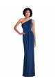 Azul Real Bainha Um Ombro Spandex Longo Vestidos de Madrinha / Vestidos de Festa