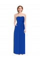 Azul Real Chiffon Bainha Abrir de volta Amor Longo Vestidos de Madrinha Acessíveis