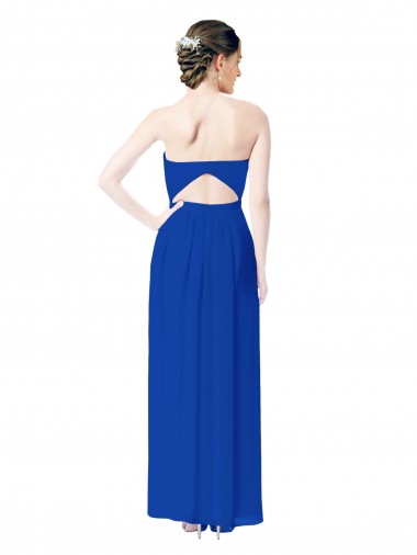 Azul Real Chiffon Bainha Abrir de volta Amor Longo Vestidos de Madrinha