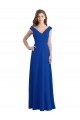 Azul Real Chiffon Linha A Decote V Longo Vestidos de Madrinha Acessíveis