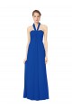 Azul Real Chiffon Linha A Lombar Cabeçada Longo Vestidos de Madrinha Acessíveis