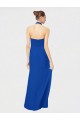 Azul Real Chiffon Linha A Lombar Cabeçada Longo Vestidos de Madrinha Acessíveis