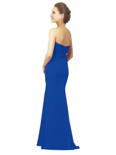 Azul Real Chiffon Linha A Sem Mangas Amor Longo Vestidos de Madrinha