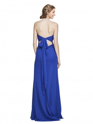 Azul Real Chiffon Linha A Sem Mangas Amor Longo Vestidos de Madrinha