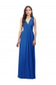 Azul Real Chiffon Linha A Sem Mangas Decote V Longo Vestidos de Madrinha Acessíveis