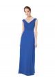 Azul Real Chiffon Linha A Sem Mangas Fora do Ombro Abrir de volta Longo Vestidos de Madrinha Acessíveis
