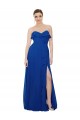 Azul Real Chiffon Linha A Sem alças Longo Vestidos de Madrinha Acessíveis