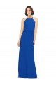 Azul Real Linha A Decote Joia Chiffon Longo Vestidos de Madrinha Acessíveis