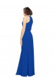 Azul Real Linha A Decote Joia Chiffon Longo Vestidos de Madrinha Acessíveis
