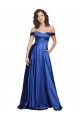 Azul Real Linha A Fora do Ombro Comboio Varredela Cetim Elástico Longo Formais Vestidos de Madrinha / Vestidos de Festa