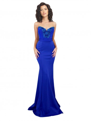 Azul Real Sereia Amor Crepe Esticado Longo Formais Vestidos de Madrinha / Vestidos de Festa