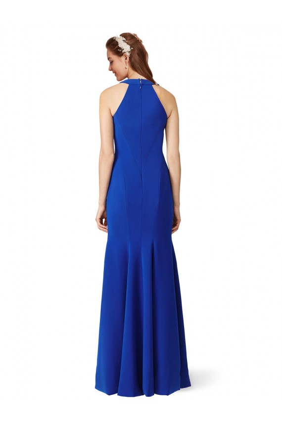Azul Real Sereia Decote V Crepe Esticado Longo Formais Vestidos de Madrinha / Vestidos de Festa