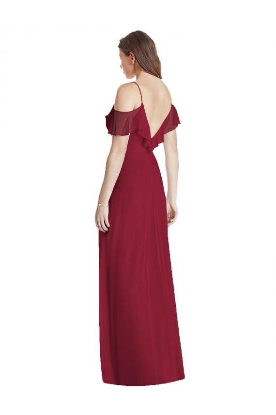 Azul Real Trombeta Alças finas Chiffon Longo Vestidos de Madrinha