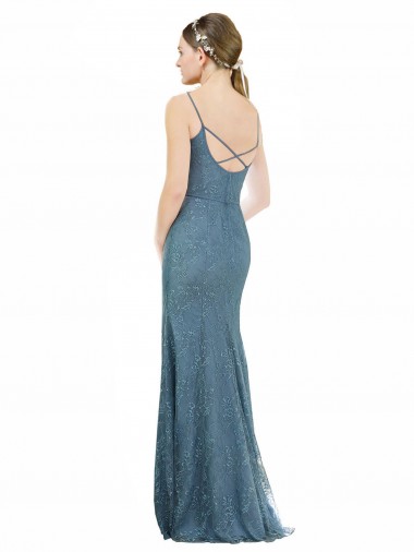 Bainha Alças finas Renda Longo Vestidos de Madrinha