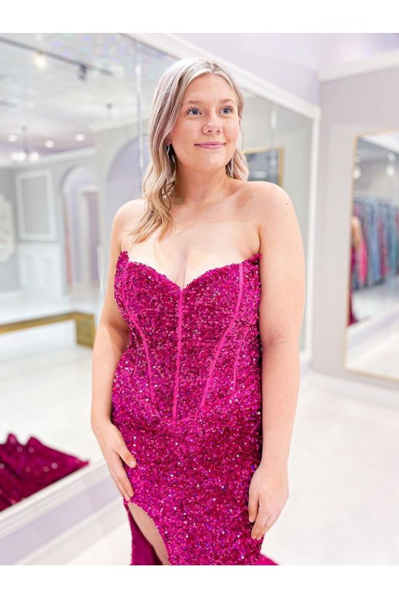 Bainha Amor Comboio Varredela Lantejoulas Veludo Longo Lantejoulas Veludo Vestidos de Festa Acessíveis