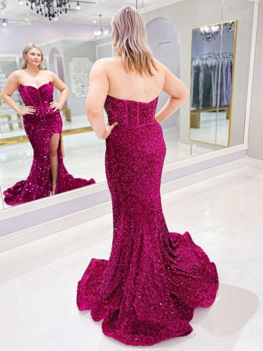 Bainha Amor Comboio Varredela Lantejoulas Veludo Longo Lantejoulas Veludo Vestidos de Festa
