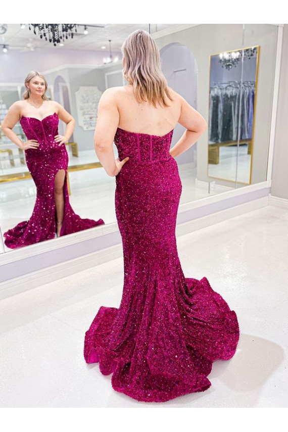 Bainha Amor Comboio Varredela Lantejoulas Veludo Longo Lantejoulas Veludo Vestidos de Festa Acessíveis