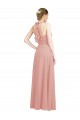 Bliss Chiffon Linha A Buraco da fechadura Amor Longo Vestidos de Madrinha Acessíveis