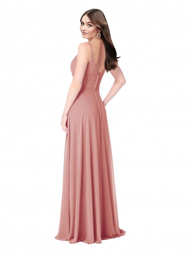 Bliss Chiffon Linha A Sem Mangas Decote V Longo Vestidos de Madrinha