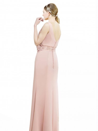 Bliss Chiffon Sereia Decote Alto Longo Vestidos de Madrinha