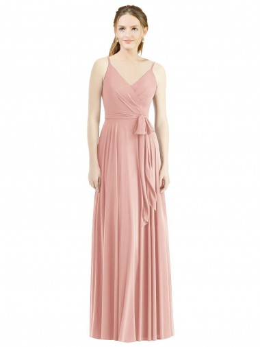 Bliss Linha A Alças finas Chiffon Longo Vestidos de Madrinha