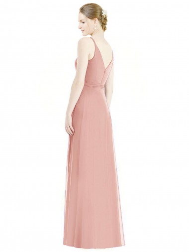 Bliss Linha A Alças finas Chiffon Longo Vestidos de Madrinha